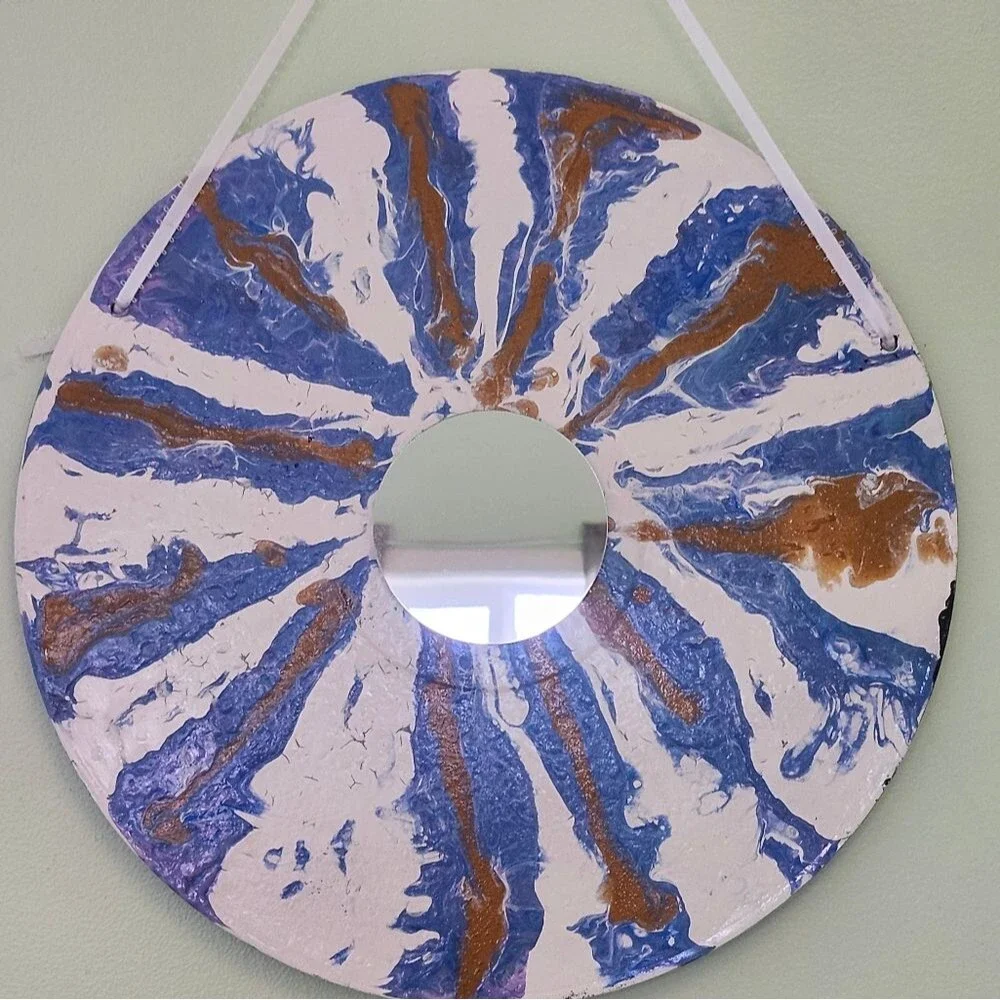 Hand Crafted Colorful Mirror Fluid Art Painting On 12